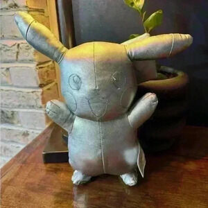 Pokemon Pikachu 25th Anniversary Celebration 8"Silver Metallic Metal Plush Doll
